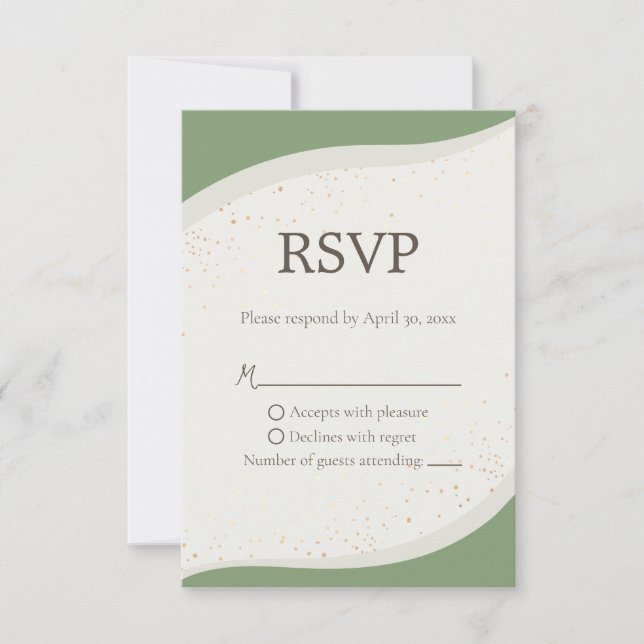 Carte RSVP de mariage Abstrait Sage Green (Devant)