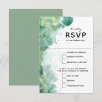 Carte RSVP de mariage Abstraite d'aquarelle verte
