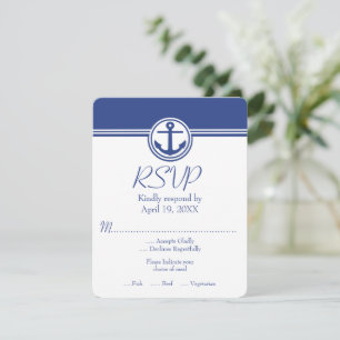 Carte RSVP de mariage Ancre marine bleu marine