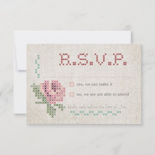Carte RSVP de mariage antique croisée (Devant)