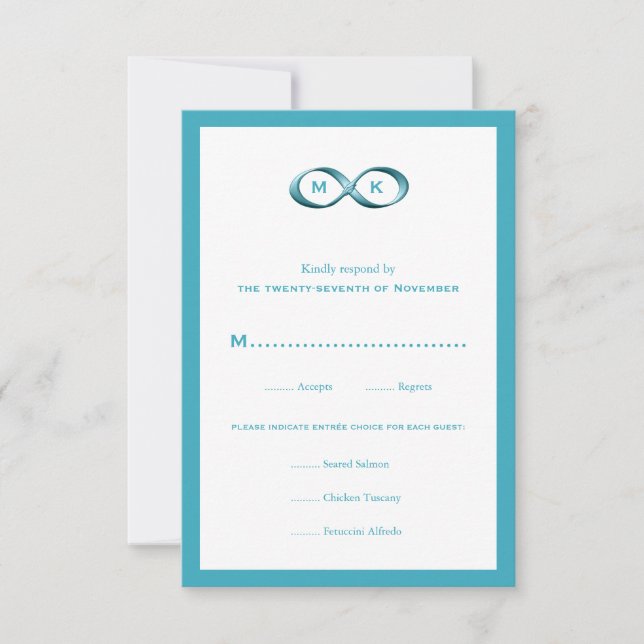 Carte RSVP de mariage Aqua Blue Infinity (Devant)