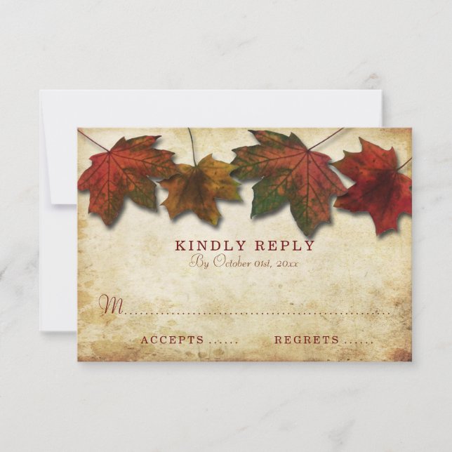 Carte RSVP de mariage automne (Devant)
