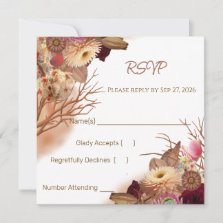 Carte RSVP de mariage aux fleurs sauvages bohème et cont