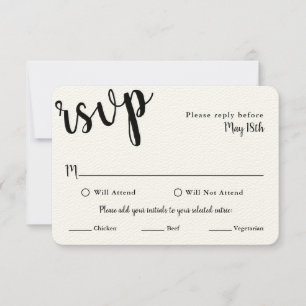 Carte RSVP de mariage avec sélections de REPAS