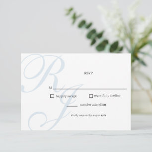 Carte RSVP de mariage bleu et blanc Dusty