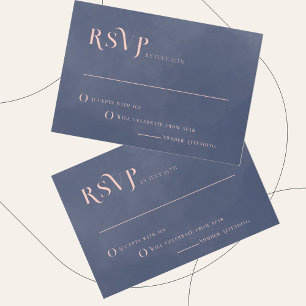 Carte RSVP de mariage bleu fumée classique de la m
