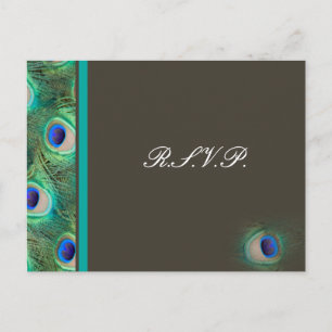 carte rsvp de mariage bleu paon
