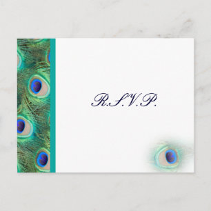 carte rsvp de mariage bleu paon
