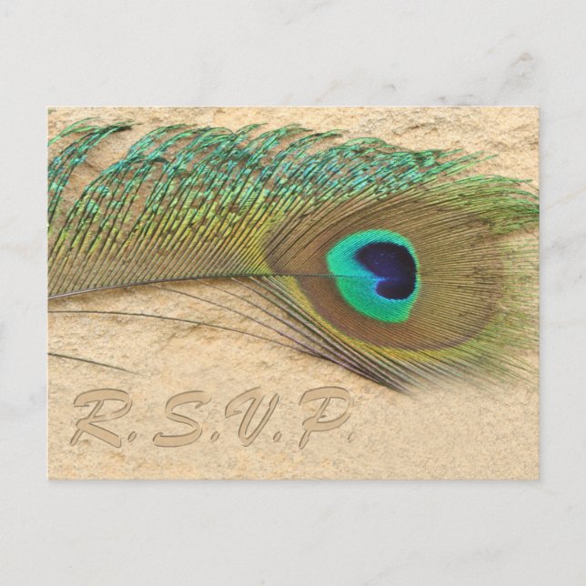 carte rsvp de mariage bleu paon (Devant)