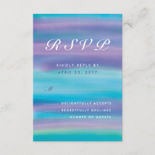 Carte RSVP de mariage bleu violet d'aquarelle