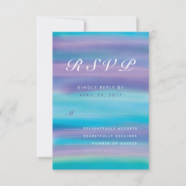 Carte RSVP de mariage bleu violet d'aquarelle (Devant)