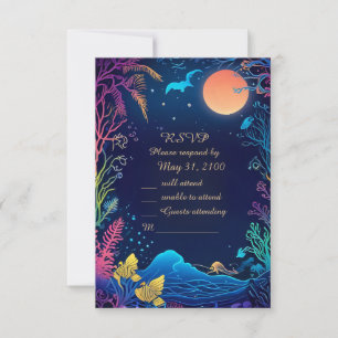 carte rsvp de mariage bleue