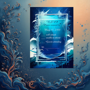 carte rsvp de mariage bleue