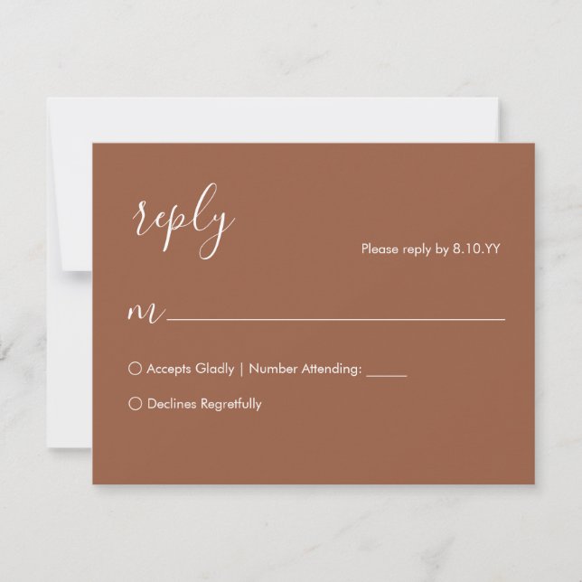 Carte RSVP de mariage Boho en terre cuite (Devant)