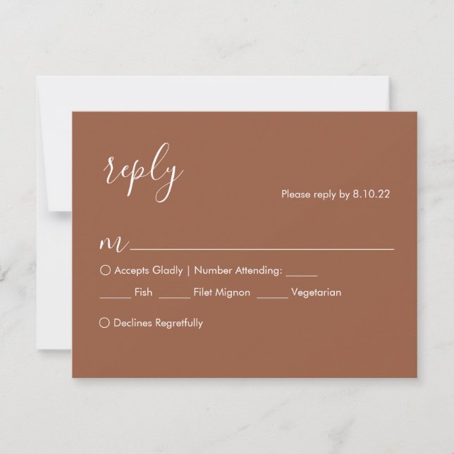 Carte RSVP de mariage Boho en terre cuite, options (Devant)