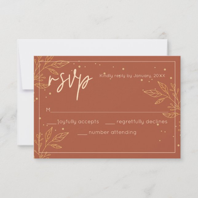 Carte RSVP de mariage Boho Gold (Devant)