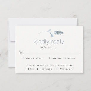 Carte RSVP de mariage botanique bleu ardoise