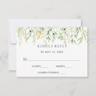 Carte RSVP de mariage botanique de feuillage vert