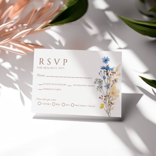 Carte RSVP de mariage botanique fleur sauvage (Créateur téléchargé)