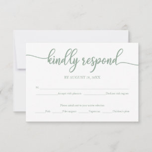Carte RSVP de mariage Calligraphie d'angle vert