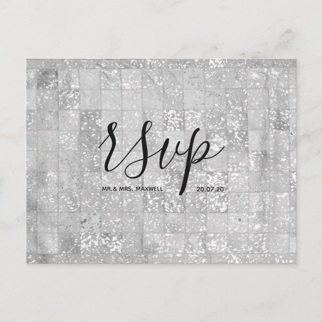 Carte Rsvp de mariage | Carte postale de script gr (Devant)