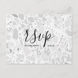Carte Rsvp de mariage   Carte postale Terrazzo Scr