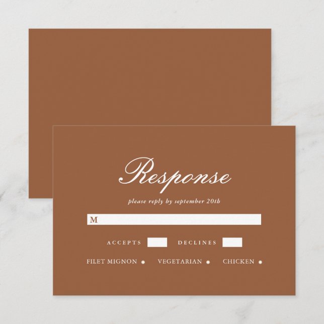 Carte RSVP de mariage chic en terre cuite (Devant / Derrière)