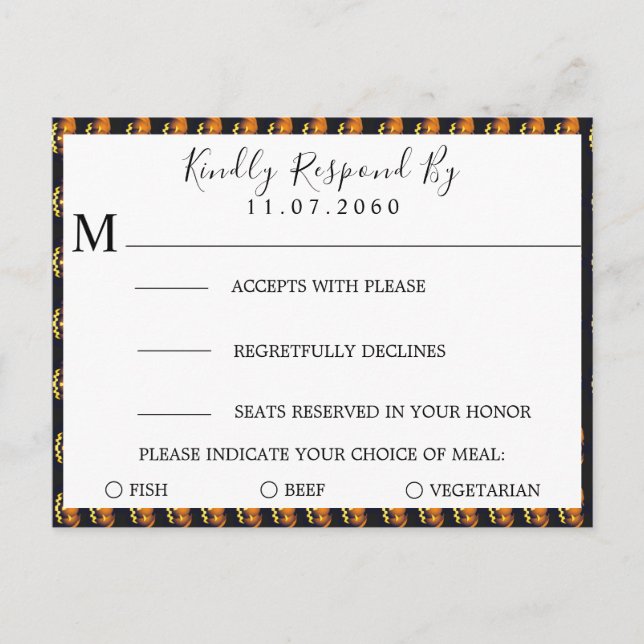 Carte RSVP de mariage citrouille (Devant)