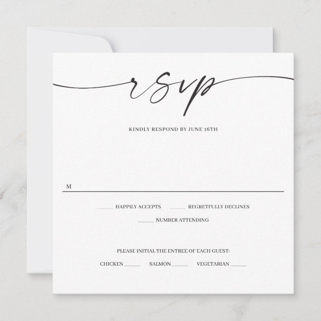 Carte RSVP de mariage classique élégance (Devant)