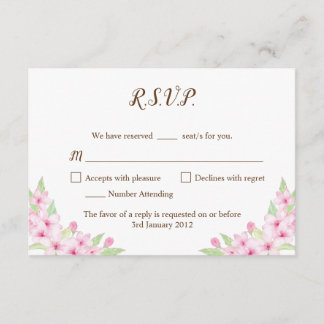 Carte RSVP de mariage couleur d'aquarelle Cerry Bl