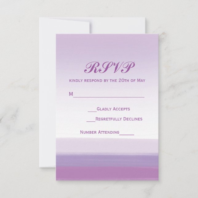 Carte RSVP de mariage couleur d'aquarelle violet L (Devant)