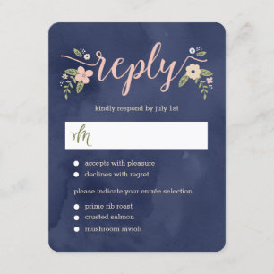Carte RSVP de mariage couleur modifiable de beauté
