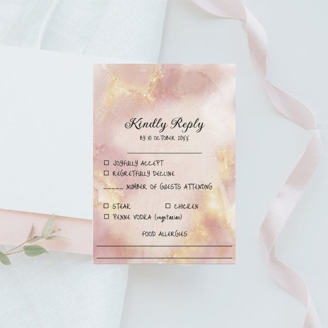 Carte RSVP de mariage couleur rose céleste (Créateur téléchargé)