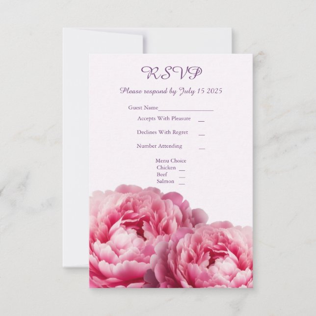 Carte RSVP de mariage d'acceptation florale (Devant)