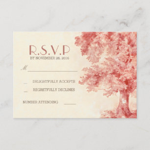 carte RSVP de mariage d'arbre peint aquarelle