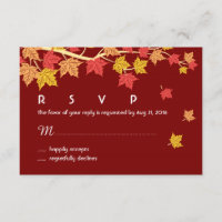 Carte RSVP de mariage d'automne avec Feuilles d'ér