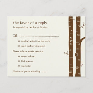 Carte RSVP de mariage de Birch Trees avec entrée -