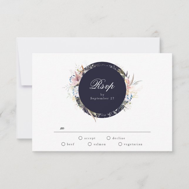 Carte RSVP de mariage de Bohême de la Marine (Devant)