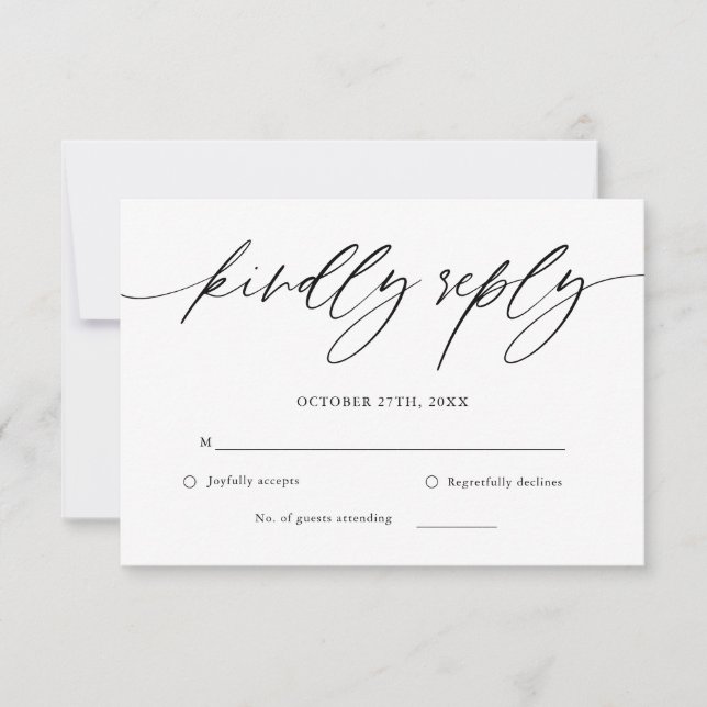Carte RSVP de mariage de calligraphie rustique (Devant)