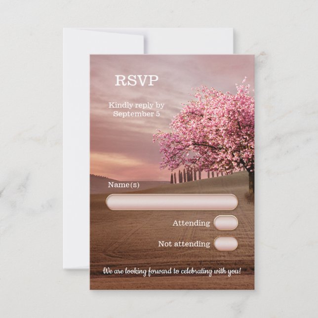 Carte RSVP de mariage de cerisier en fleurs d'orch (Devant)