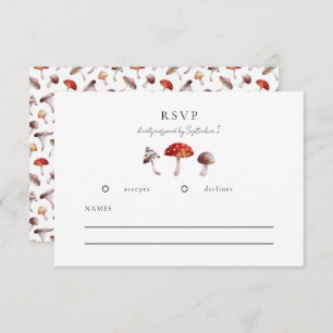 Carte RSVP de mariage de champignons rustiques