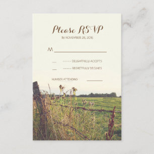 Carte RSVP de mariage de clôture en fil barbelé ru