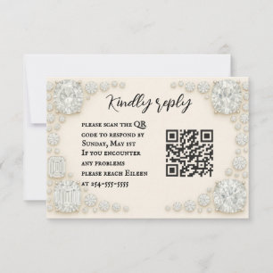 Carte RSVP de mariage de code QR Hirloom Diamond