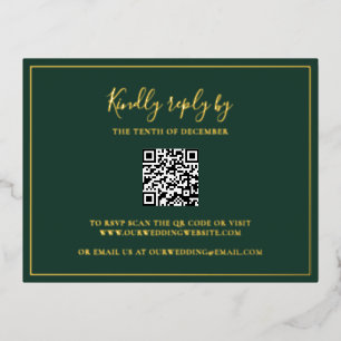 Carte RSVP de mariage de code QR pour Forest Green