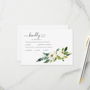 Carte RSVP de mariage de Fleurs blanches