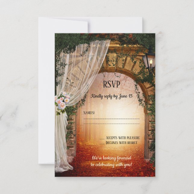Carte RSVP de mariage de jardin ou de forêt enchan (Devant)