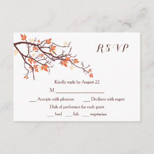 Carte RSVP de mariage de la branche d'automne
