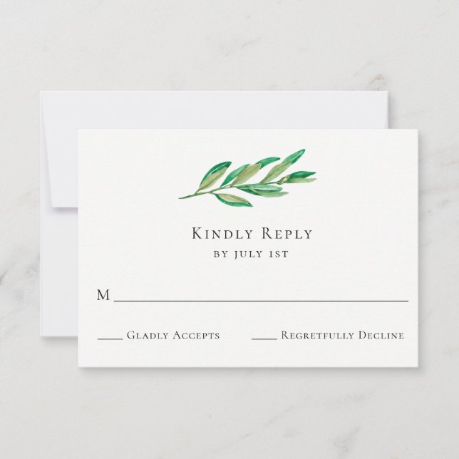 Carte RSVP de mariage de la branche d'olivier (Devant)