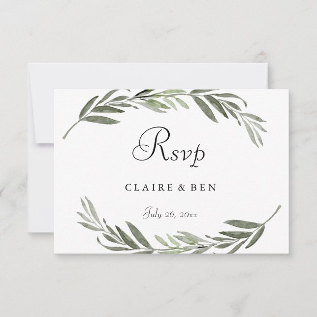 Carte RSVP de mariage de la couronne d'aquarelle (Devant)