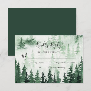Carte RSVP de mariage de la forêt de pins d'aquare